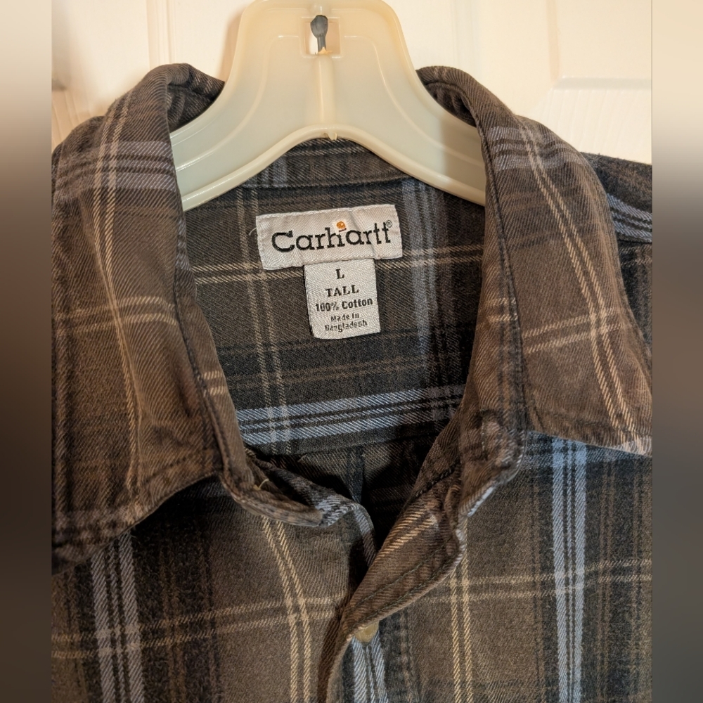Carhartt men’s work shirt- Heavy Weight Flannel. Large Tall - Picture 2 of 8